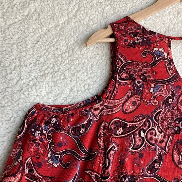 Mossimo Supply Co Women's paisley print cold shoulder ruffle blouse, Sz M - Picture 14 of 16